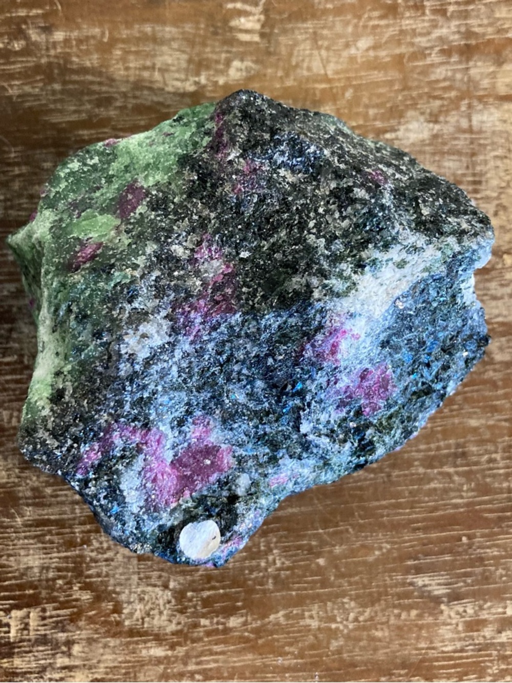 Multicolored Green Purple and Black Stone Rock Chunk Ruby in Zoisite (Anyolite) - Picture 10 of 15